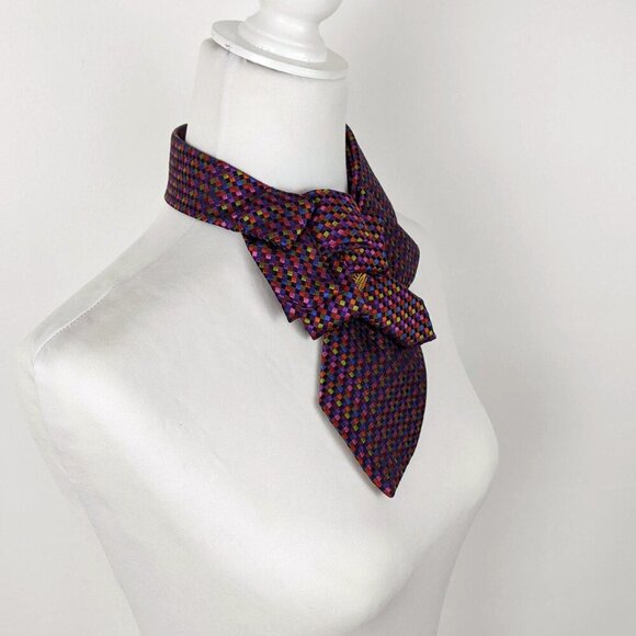 Multi Colored Ascot Tie - Women's Tie - Unique Scarf - Picture 3 of 7